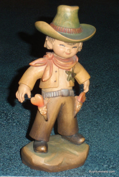 6" ANRI Juan FERRANDIZ Wood Carved Figure THE COWBOY Guns Sheriff Badge - CUTE!