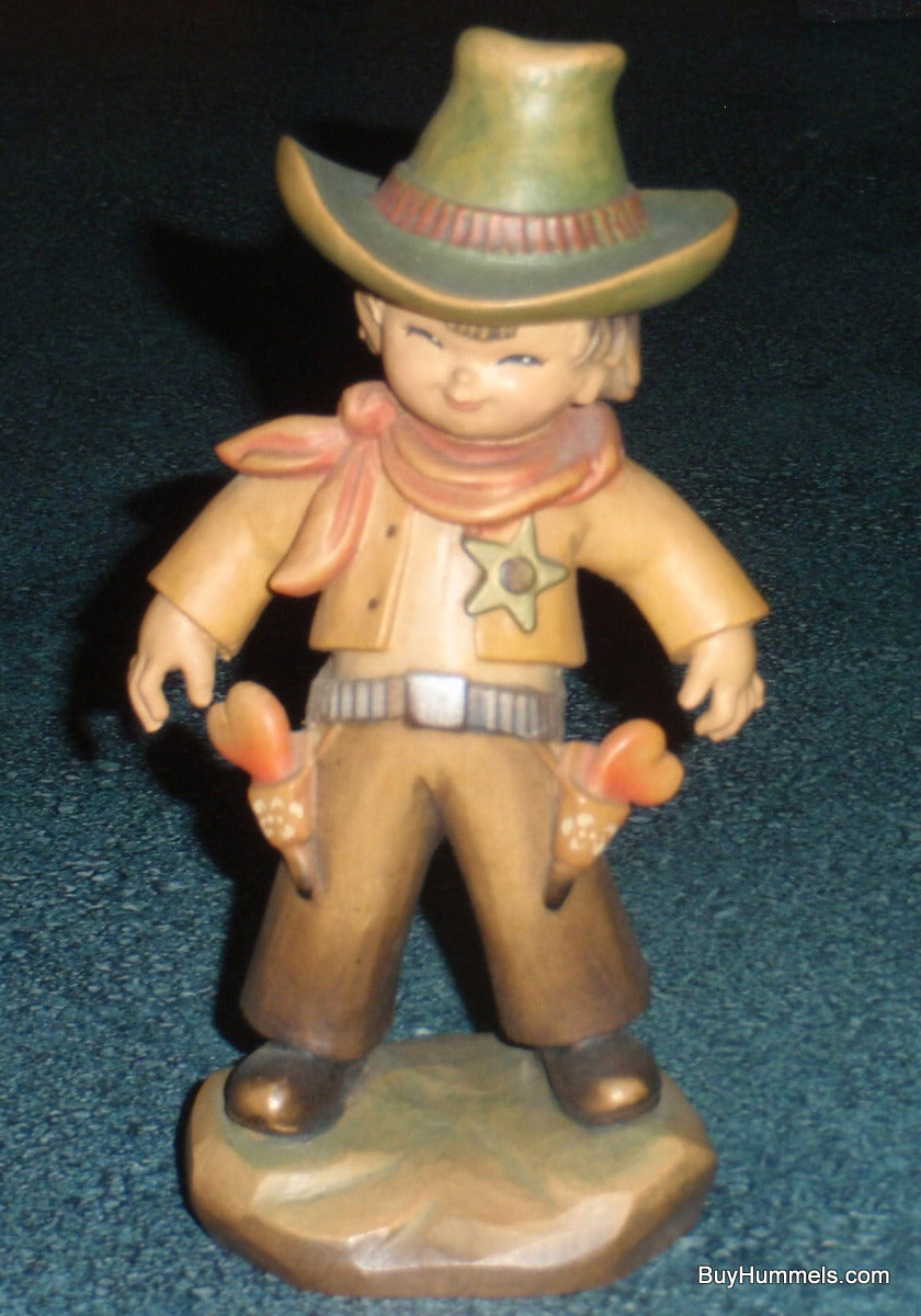 6" ANRI Juan FERRANDIZ Wood Carved Figure THE COWBOY Guns Sheriff Badge - CUTE!