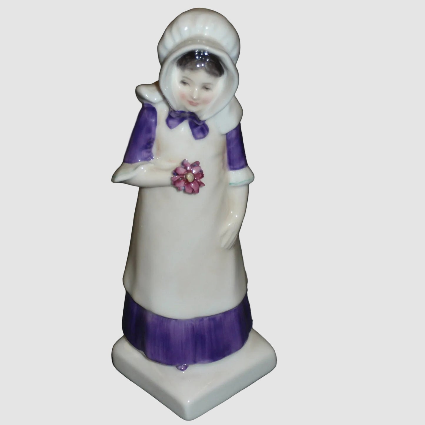 Royal Doulton Anna Figurine HN2802 Kate Greenaway Collection Peggy Davies Purple Dress Girl Vintage England Bone China