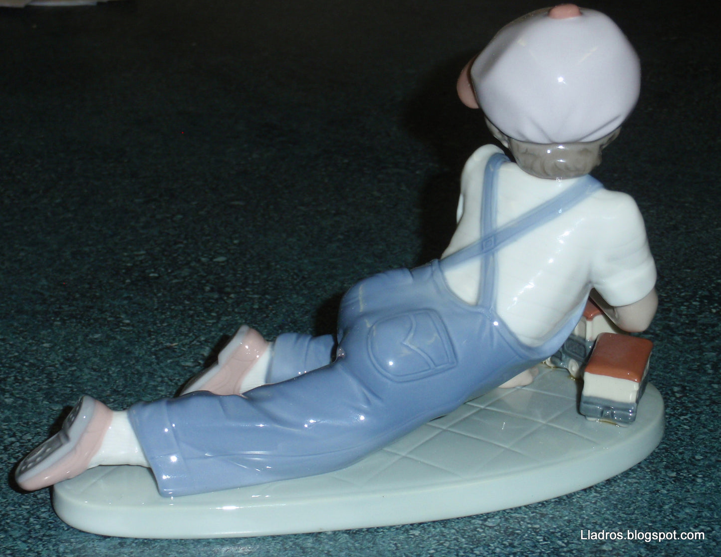 "All Aboard" Lladro Little Boy With Train Figurine #7619