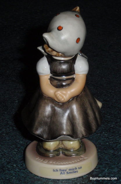 "All Smiles" Goebel Hummel Figurine #498 - Little Girl In Grey Dress!