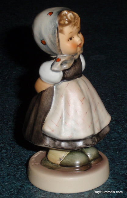 "All Smiles" Goebel Hummel Figurine #498 - Little Girl In Grey Dress!