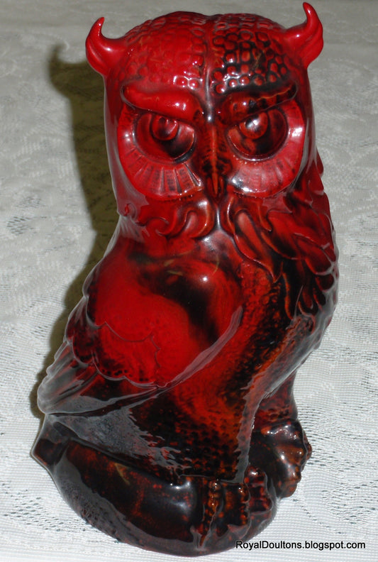 Royal Doulton Large Veined Flambe Owl Figurine 12 inches