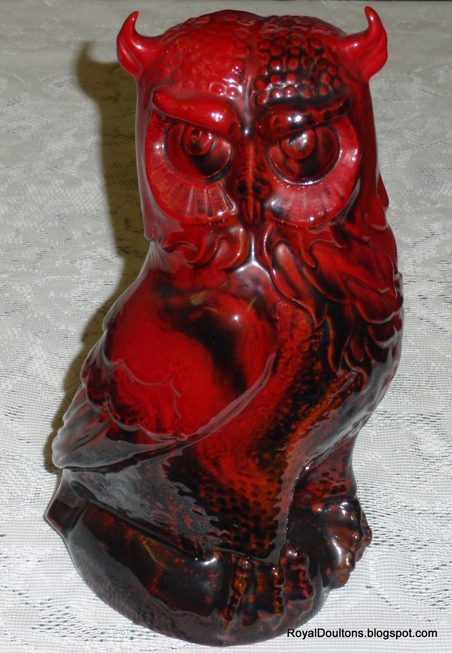 "Great Horned Owl" Royal Doulton Veined Flambe Figurine - 12" Tall