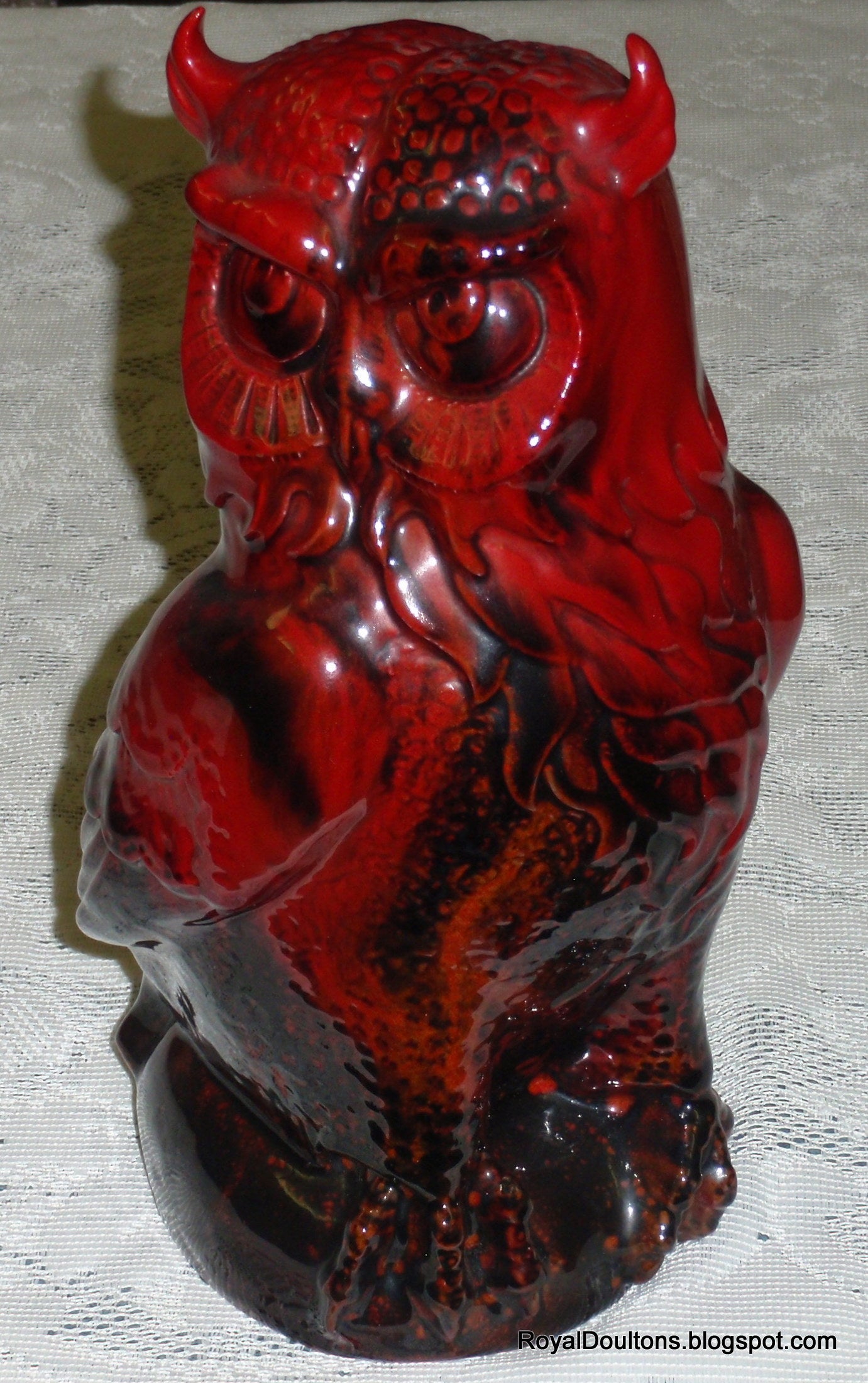 "Great Horned Owl" Royal Doulton Veined Flambe Figurine - 12" Tall