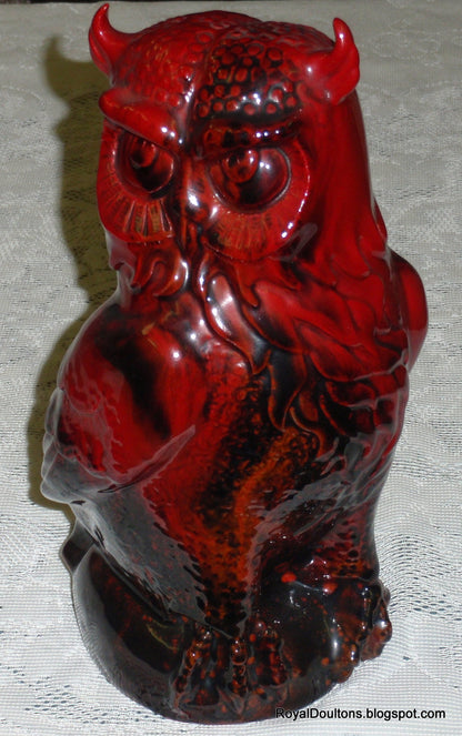 "Great Horned Owl" Royal Doulton Veined Flambe Figurine - 12" Tall