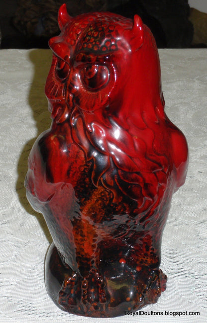 "Great Horned Owl" Royal Doulton Veined Flambe Figurine - 12" Tall