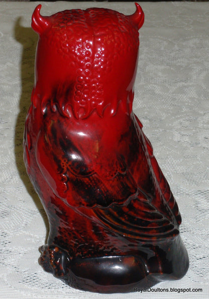"Great Horned Owl" Royal Doulton Veined Flambe Figurine - 12" Tall