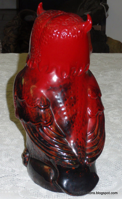 "Great Horned Owl" Royal Doulton Veined Flambe Figurine - 12" Tall