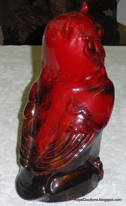 "Great Horned Owl" Royal Doulton Veined Flambe Figurine - 12" Tall