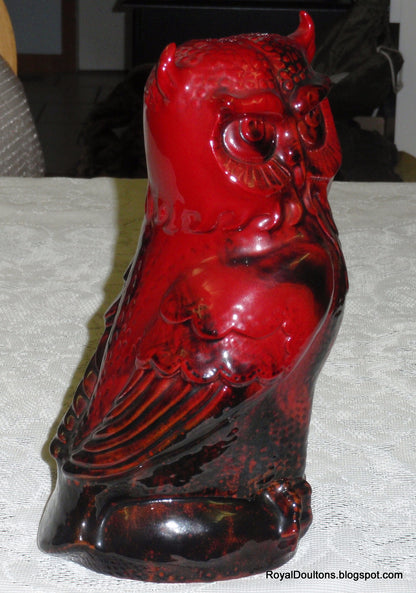 "Great Horned Owl" Royal Doulton Veined Flambe Figurine - 12" Tall