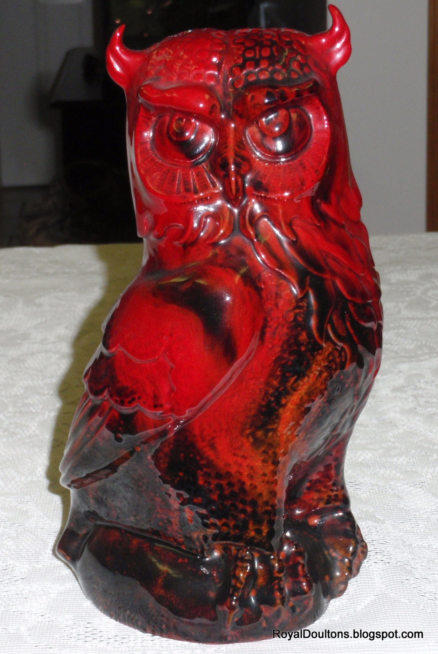 "Great Horned Owl" Royal Doulton Veined Flambe Figurine - 12" Tall
