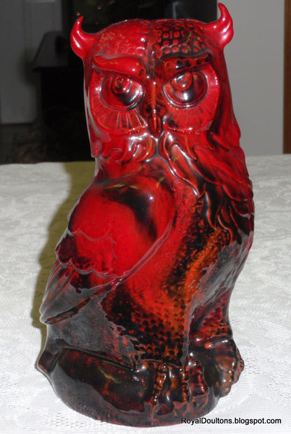 "Great Horned Owl" Royal Doulton Veined Flambe Figurine - 12" Tall