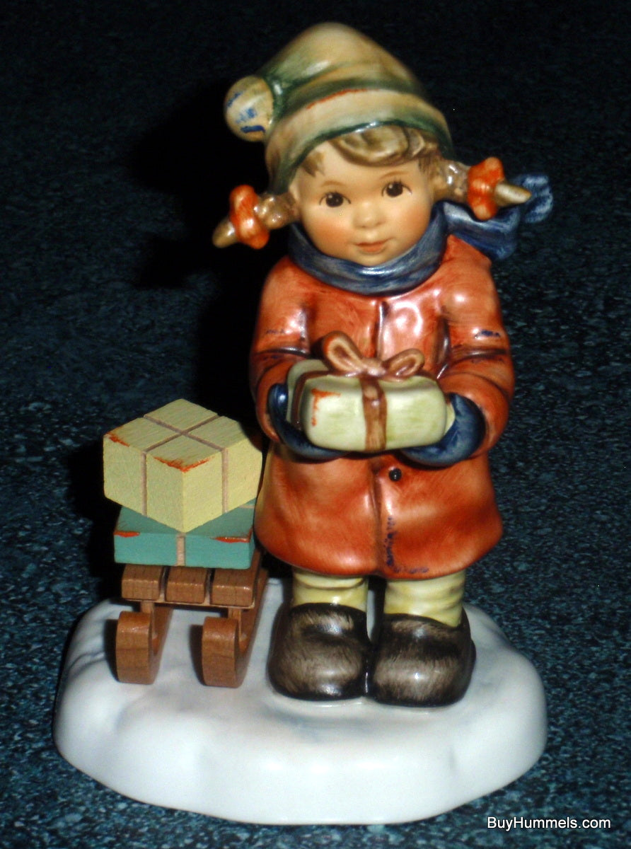 "Good Tiding" Goebel Hummel Figurine #2026 2/0 TMK8 - Girl With Sled And Christmas Presents