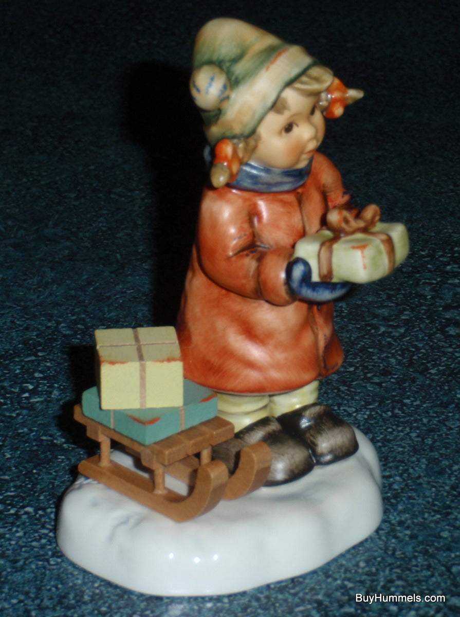 "Good Tiding" Goebel Hummel Figurine #2026 2/0 TMK8 - Girl With Sled And Christmas Presents