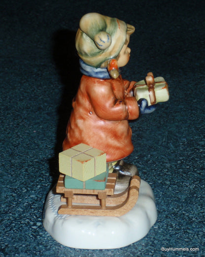 "Good Tiding" Goebel Hummel Figurine #2026 2/0 TMK8 - Girl With Sled And Christmas Presents