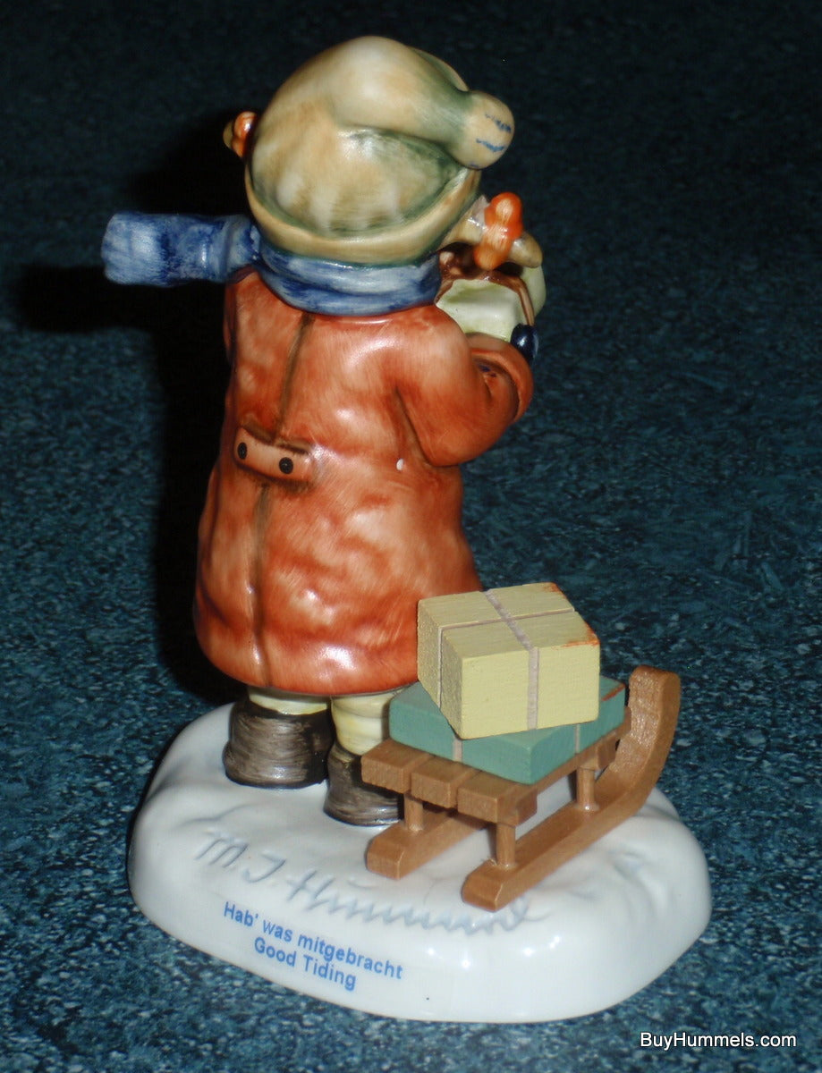 "Good Tiding" Goebel Hummel Figurine #2026 2/0 TMK8 - Girl With Sled And Christmas Presents