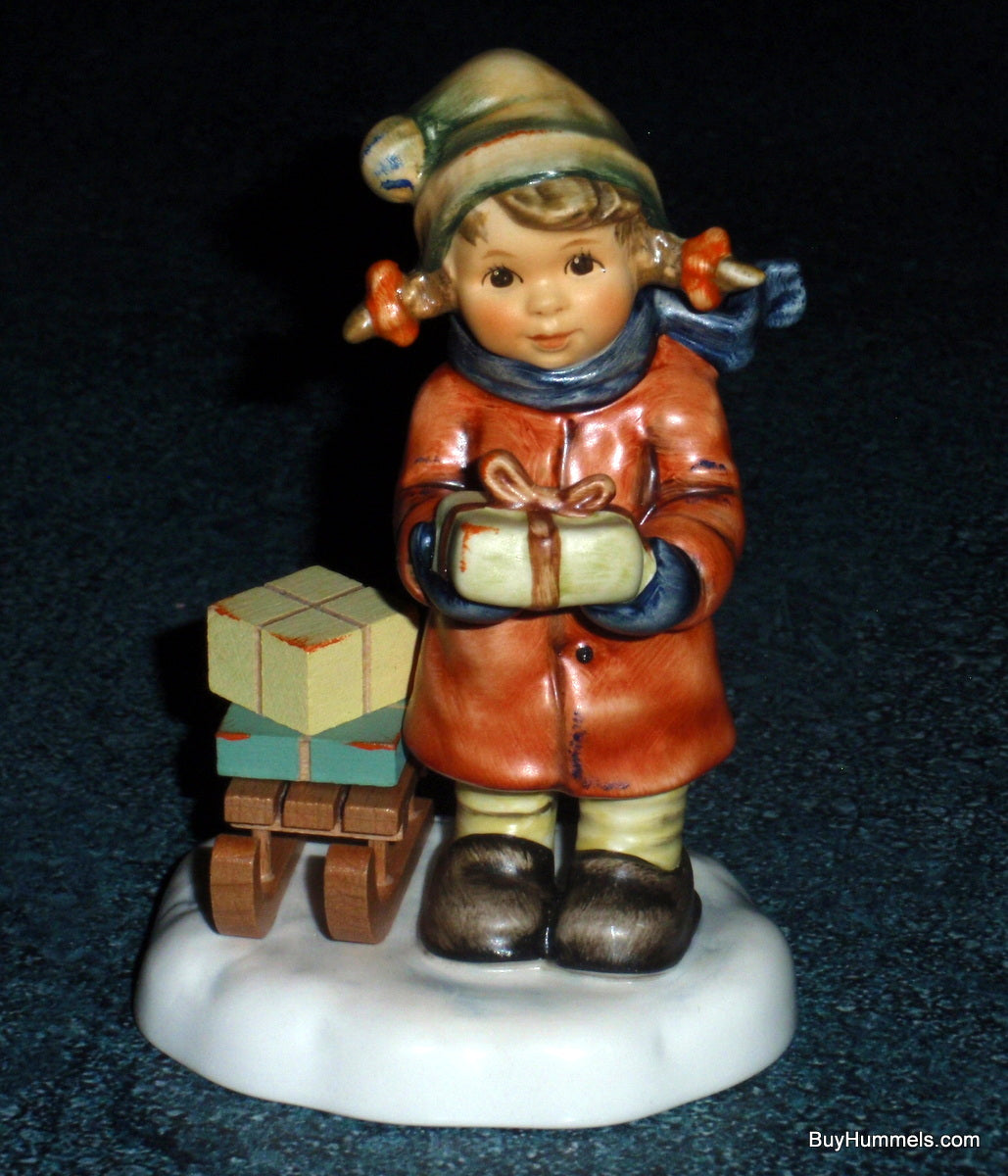 "Good Tiding" Goebel Hummel Figurine #2026 2/0 TMK8 - Girl With Sled And Christmas Presents