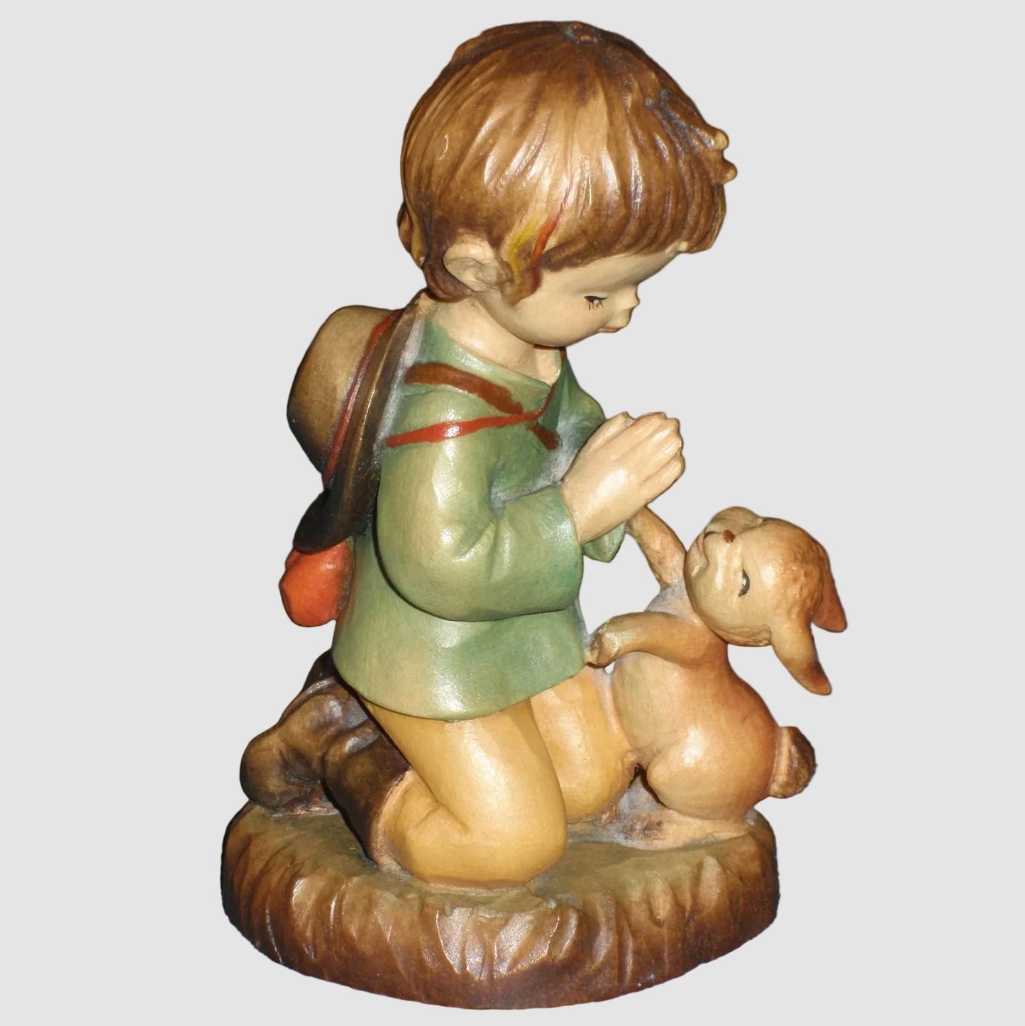 ANRI Ferrandiz The Prayer Woodcarving 651553 Juan Ferrandiz Shepherd Boy Bunny Rabbit Nativity Vintage Italy Wood