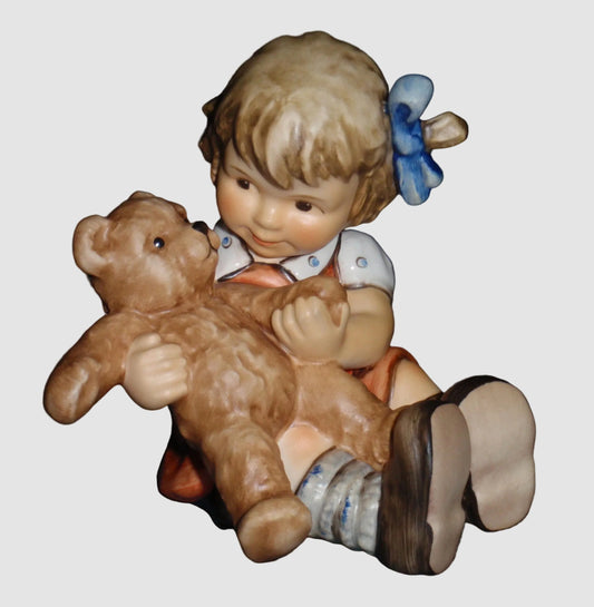 "Teddy Tales" Goebel Hummel Figurine #2155 TMK8 Girl With Teddy Bear