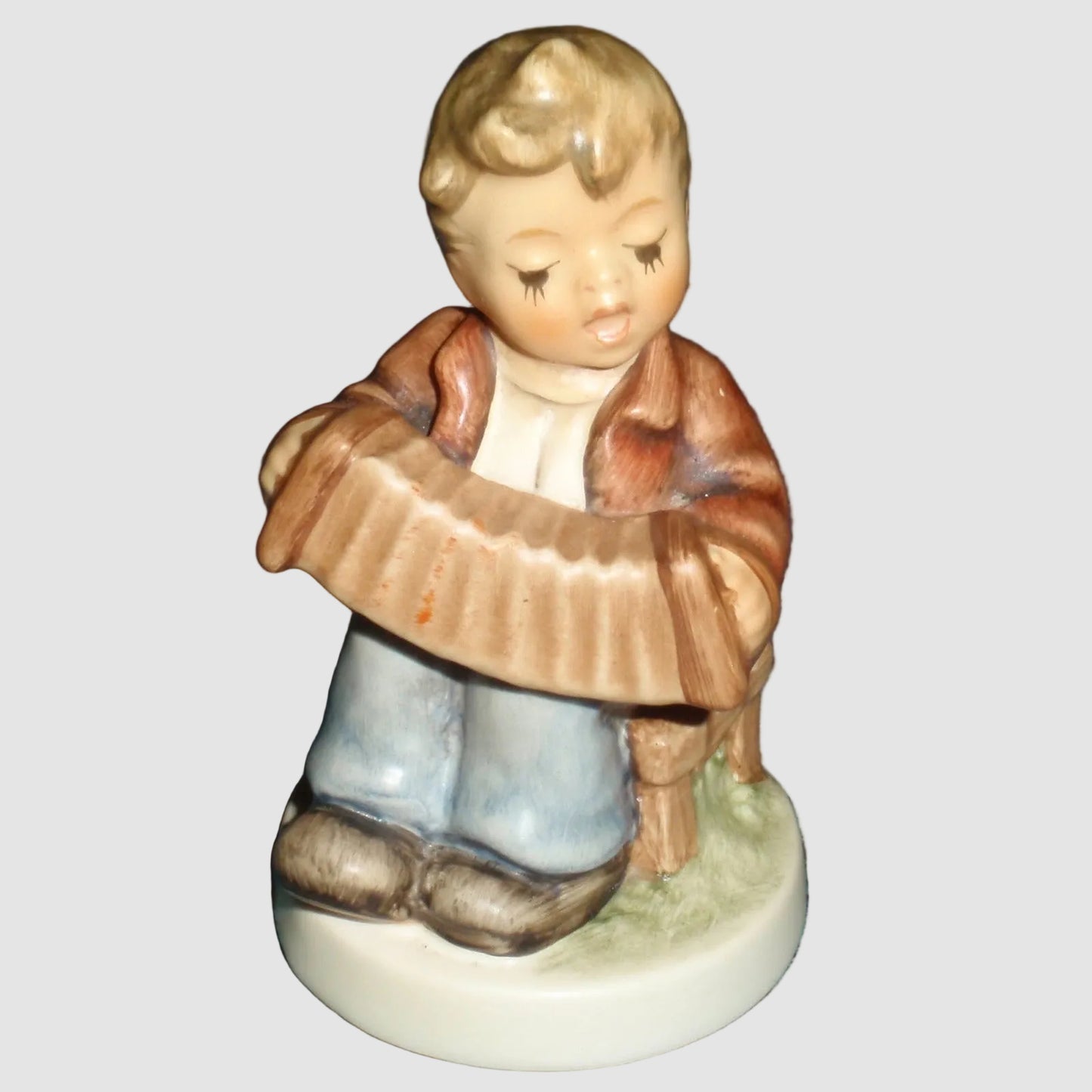 Goebel Hummel Accordion Ballad Figurine 857 4/0 Ziehharmonika-Ständchen Helmut Fischer Boy Playing Accordion TMK-8 Vintage Germany Porcelain