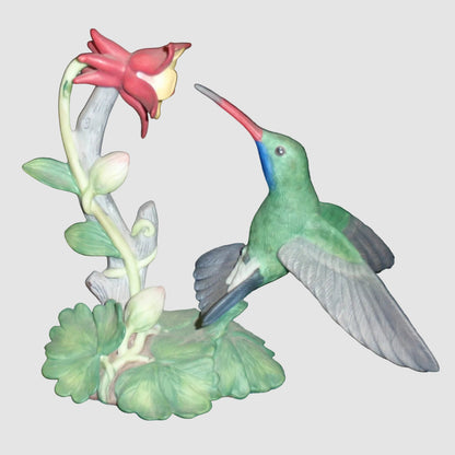 Lenox Broad-Billed Hummingbird Figurine 1992 Bird Flower Columbine Vintage Fine Porcelain Nature Display