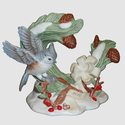 Lenox Tufted Titmouse Figurine 2010 Annual Garden Bird Flowers Limited Edition Vintage Fine Porcelain Nature Display