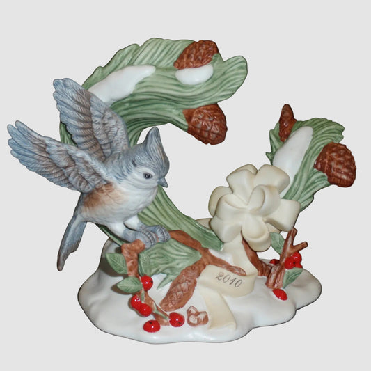 Lenox Tufted Titmouse Figurine 2010 Annual Garden Bird Flowers Limited Edition Vintage Fine Porcelain Nature Display