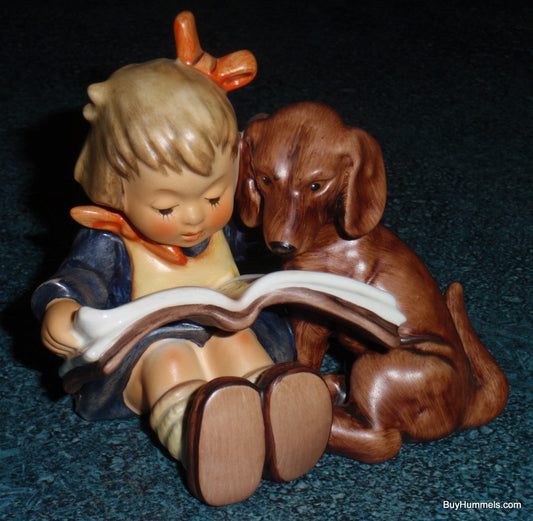 "Proud Moments" Goebel Hummel Figurine #800 - Girl Reading To Dachshund Puppy Dog!