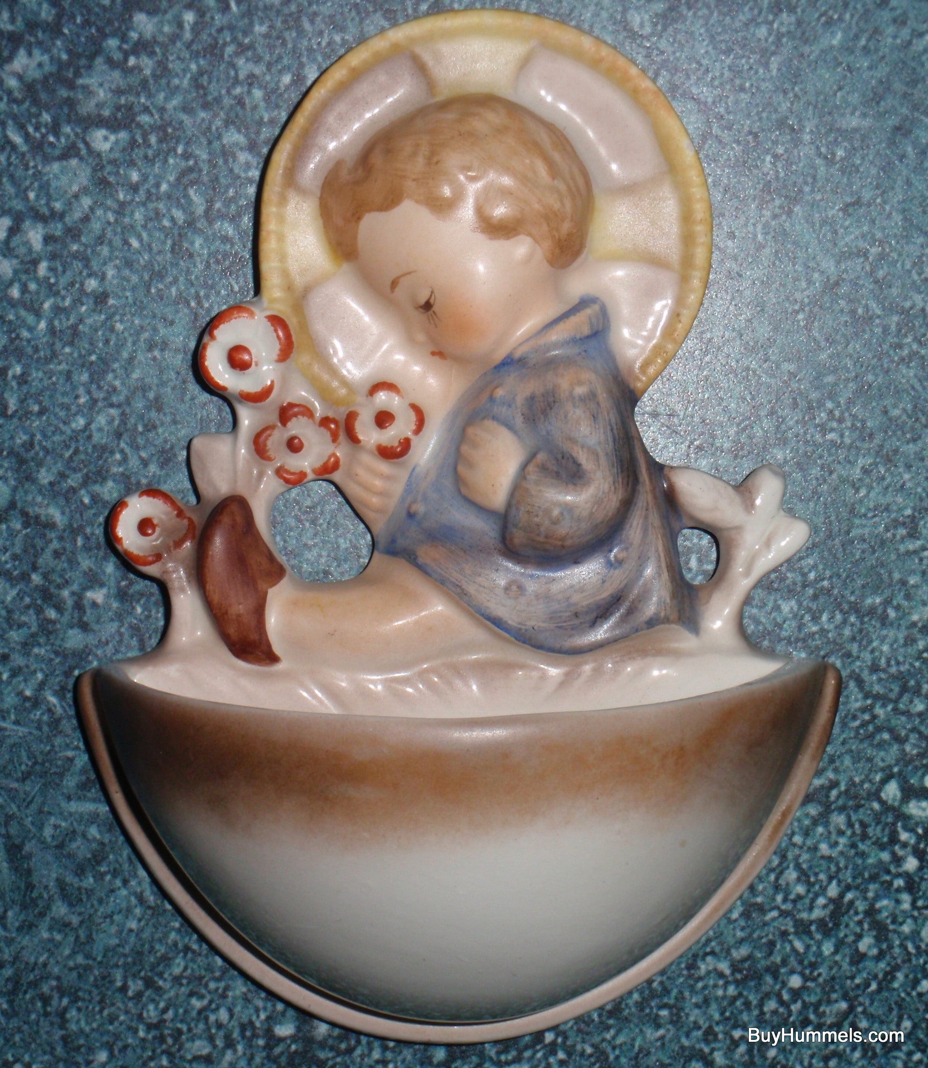 Goebel Hummel Child With Flowers Holy Water Font 36/1 Wall Plaque by Reinhold Unger