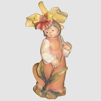 "Morning Glory Girl" ANRI Hand Carved Wood Sculpture (6")