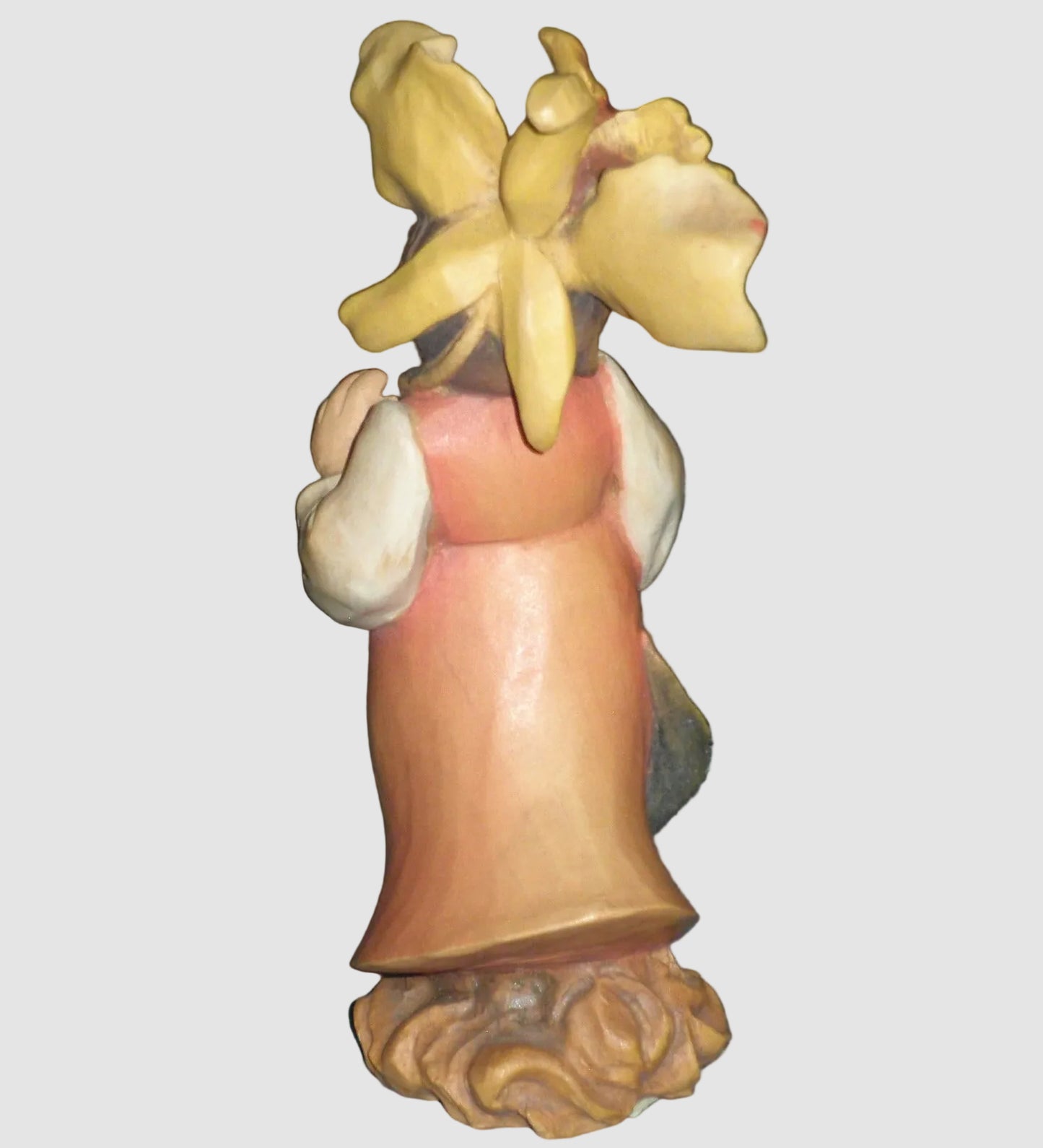 "Morning Glory Girl" ANRI Hand Carved Wood Sculpture (6")
