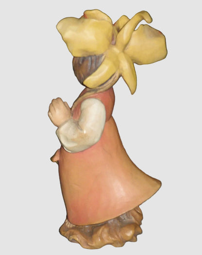 "Morning Glory Girl" ANRI Hand Carved Wood Sculpture (6")