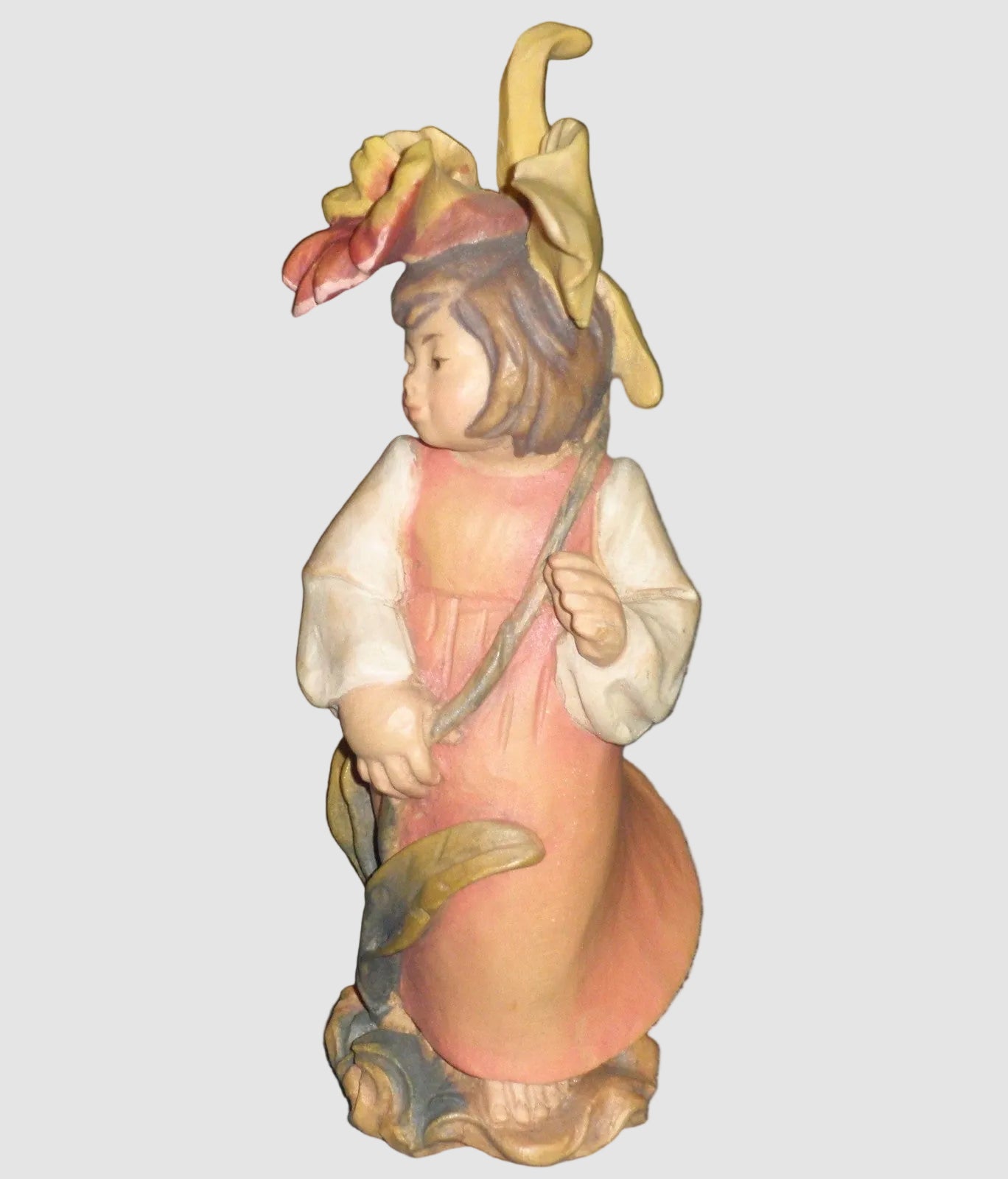 "Morning Glory Girl" ANRI Hand Carved Wood Sculpture (6")