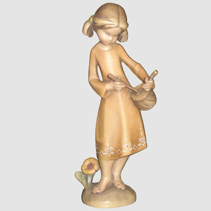"Drummer Girl" ANRI Woodcarving by Siegfried Hafner (8")