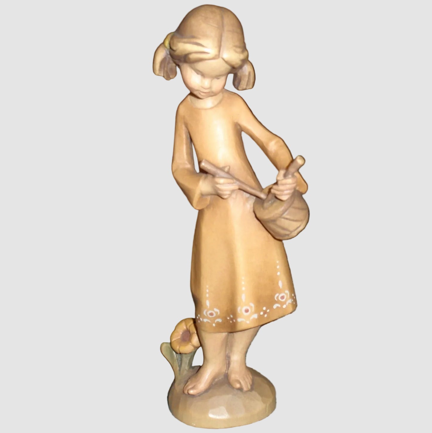 "Drummer Girl" ANRI Woodcarving by Siegfried Hafner (8")
