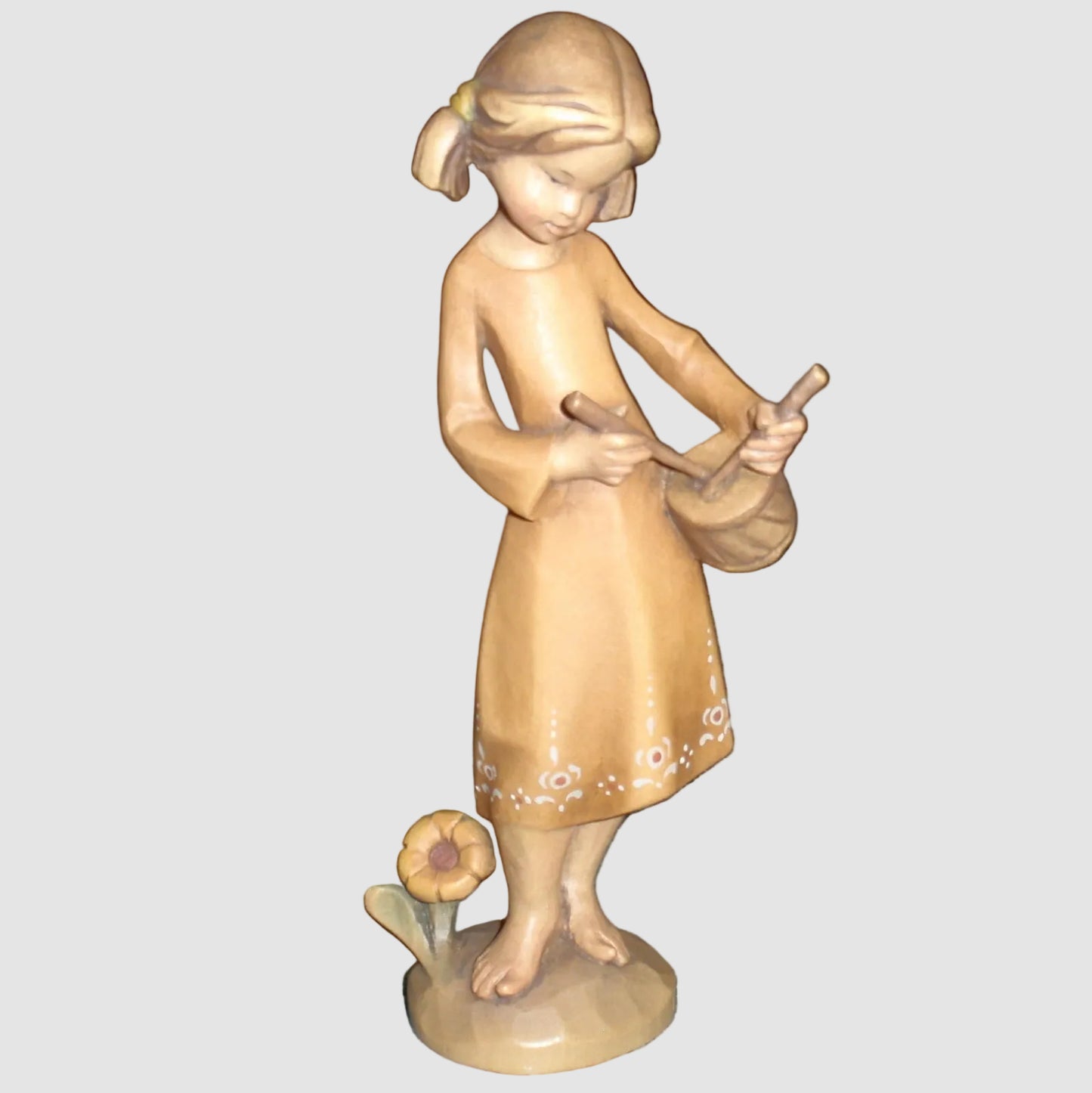 "Drummer Girl" ANRI Woodcarving by Siegfried Hafner (8")