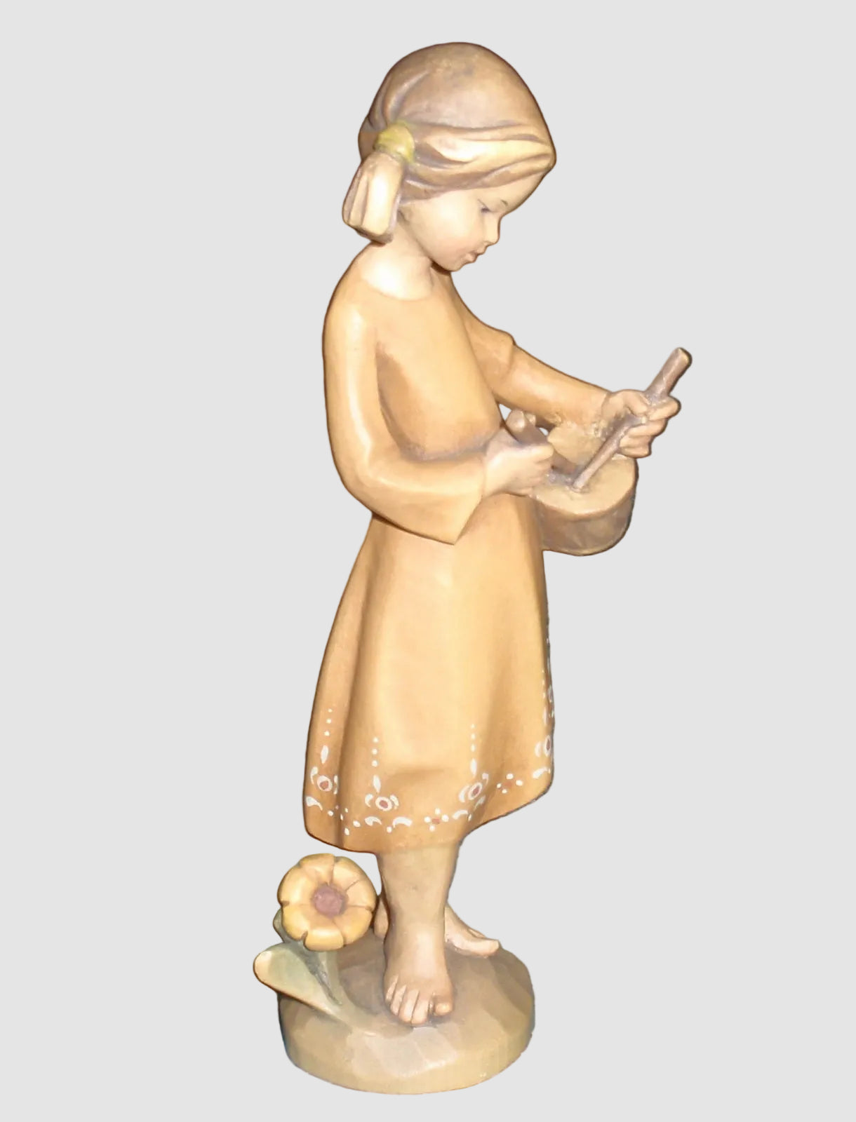 "Drummer Girl" ANRI Woodcarving by Siegfried Hafner (8")