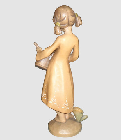 "Drummer Girl" ANRI Woodcarving by Siegfried Hafner (8")