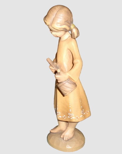 "Drummer Girl" ANRI Woodcarving by Siegfried Hafner (8")