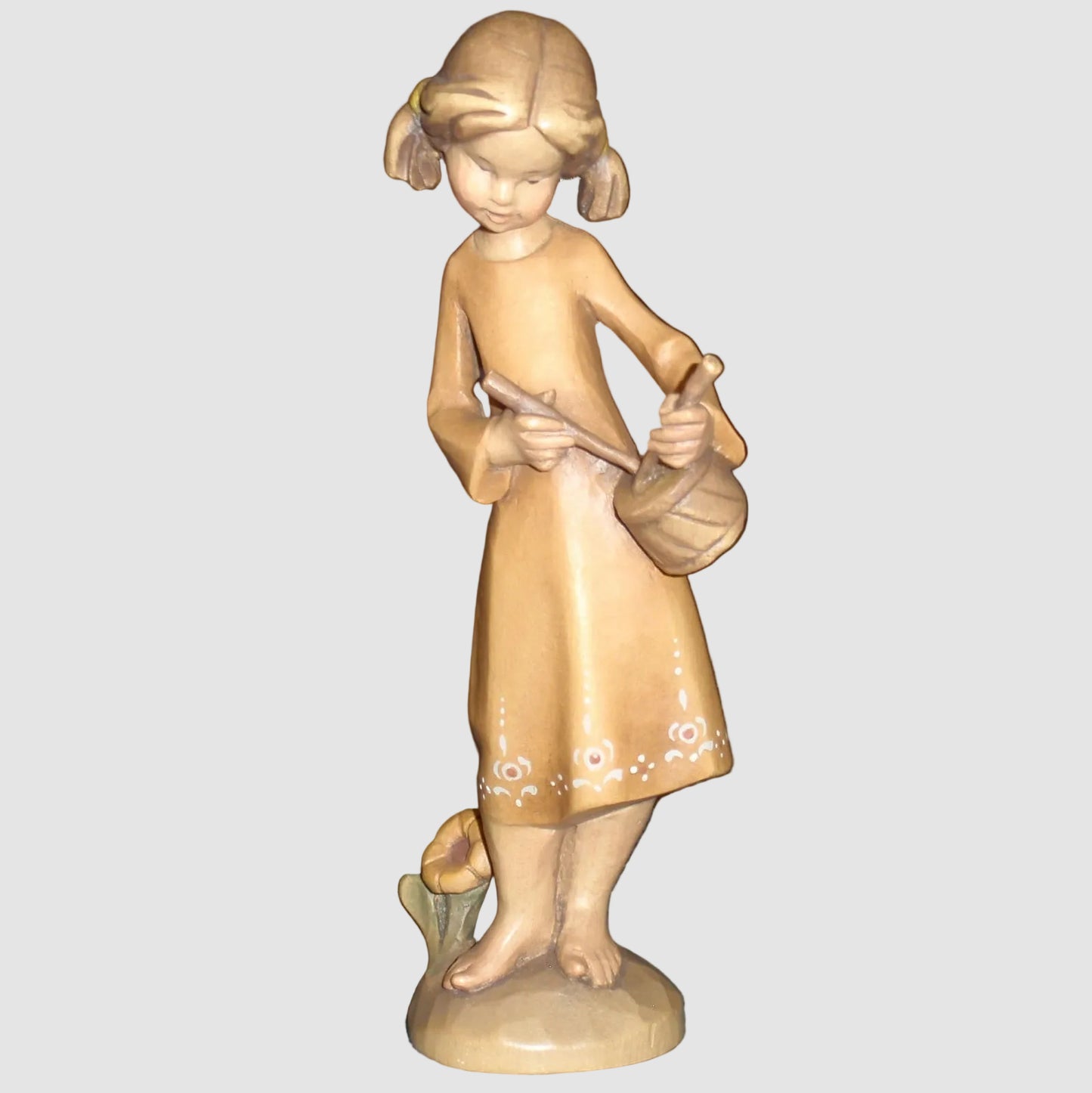 "Drummer Girl" ANRI Woodcarving by Siegfried Hafner (8")