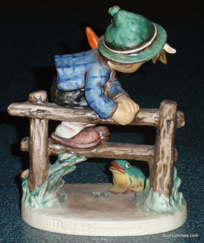 "Retreat To Safety" Goebel Hummel Figurine #201/I - Boy On Fence With Frog!