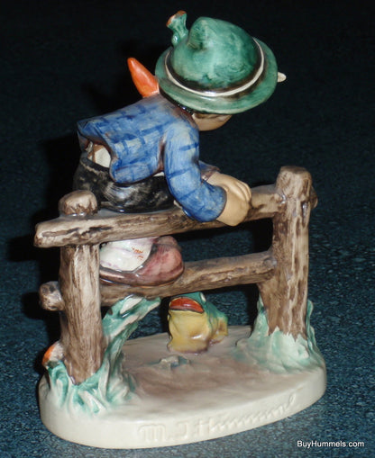 "Retreat To Safety" Goebel Hummel Figurine #201/I - Boy On Fence With Frog!