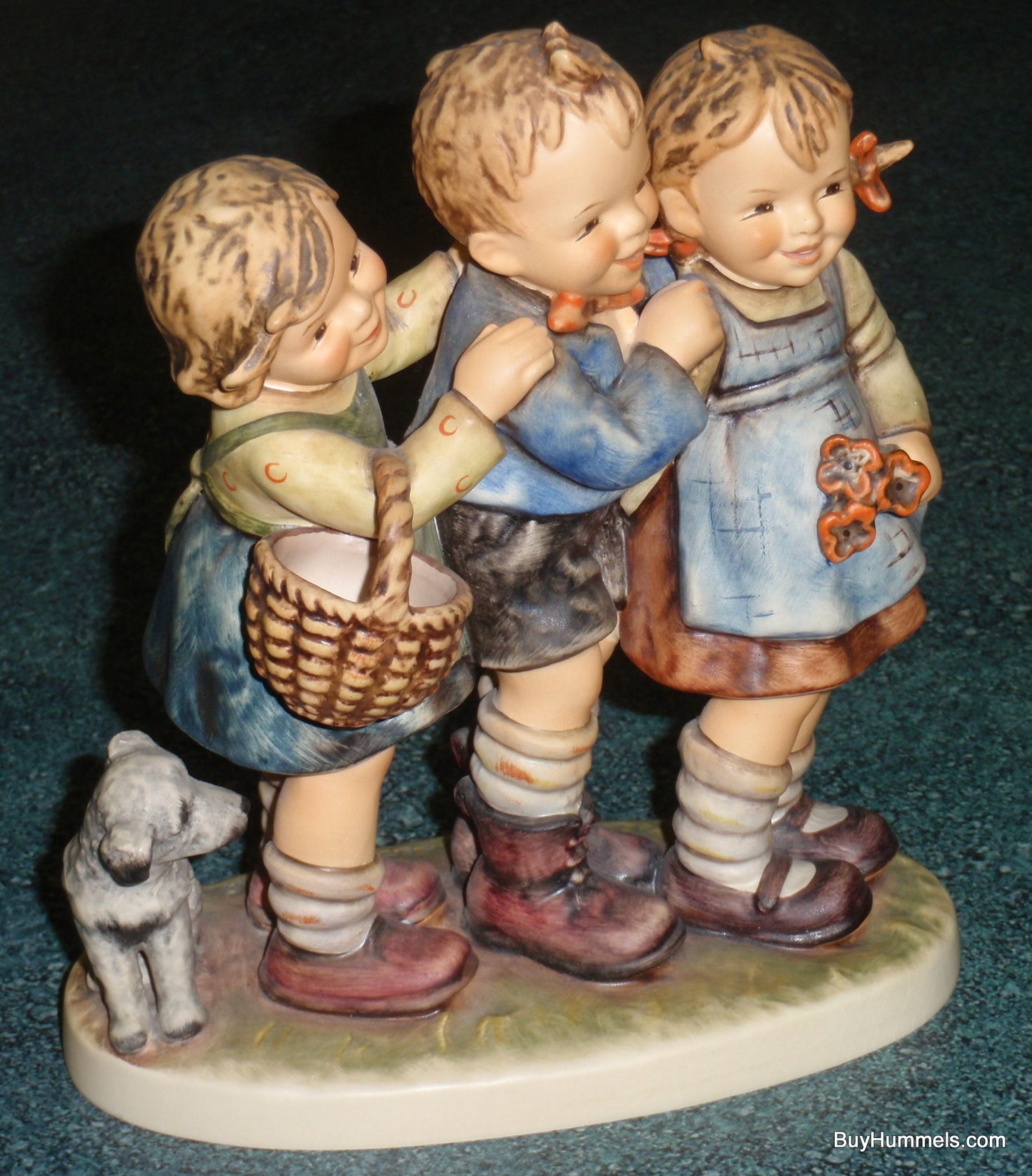 "Follow The Leader" Goebel Hummel Figurine #369 - Three Children With Puppy Dog!