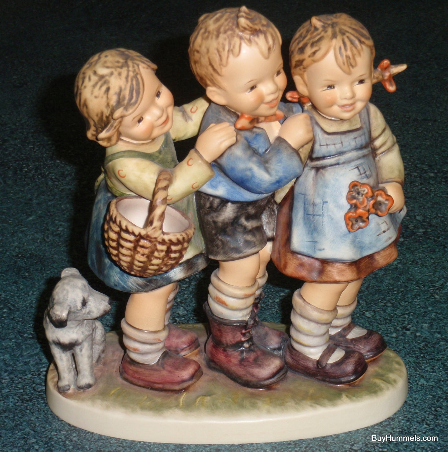 "Follow The Leader" Goebel Hummel Figurine #369 - Three Children With Puppy Dog!