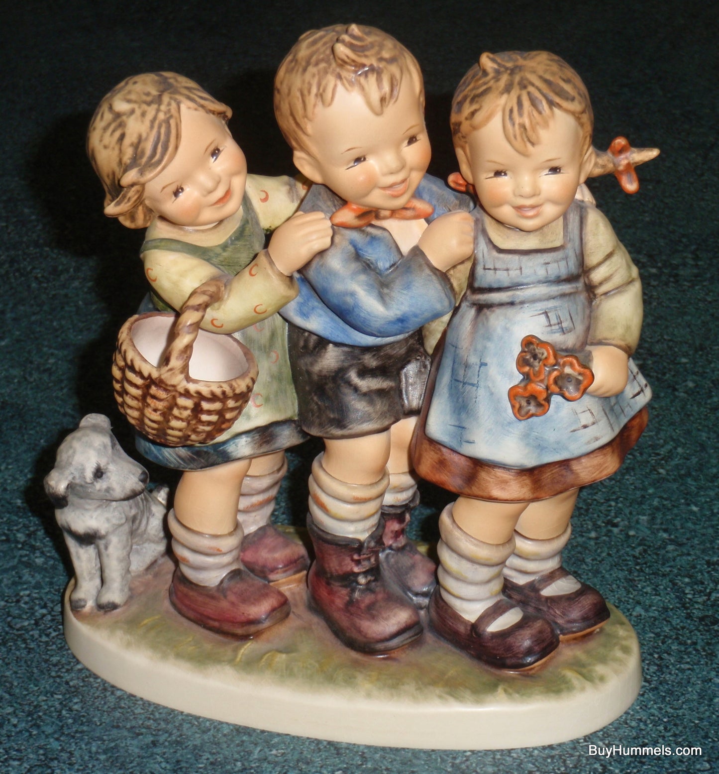 "Follow The Leader" Goebel Hummel Figurine #369 - Three Children With Puppy Dog!