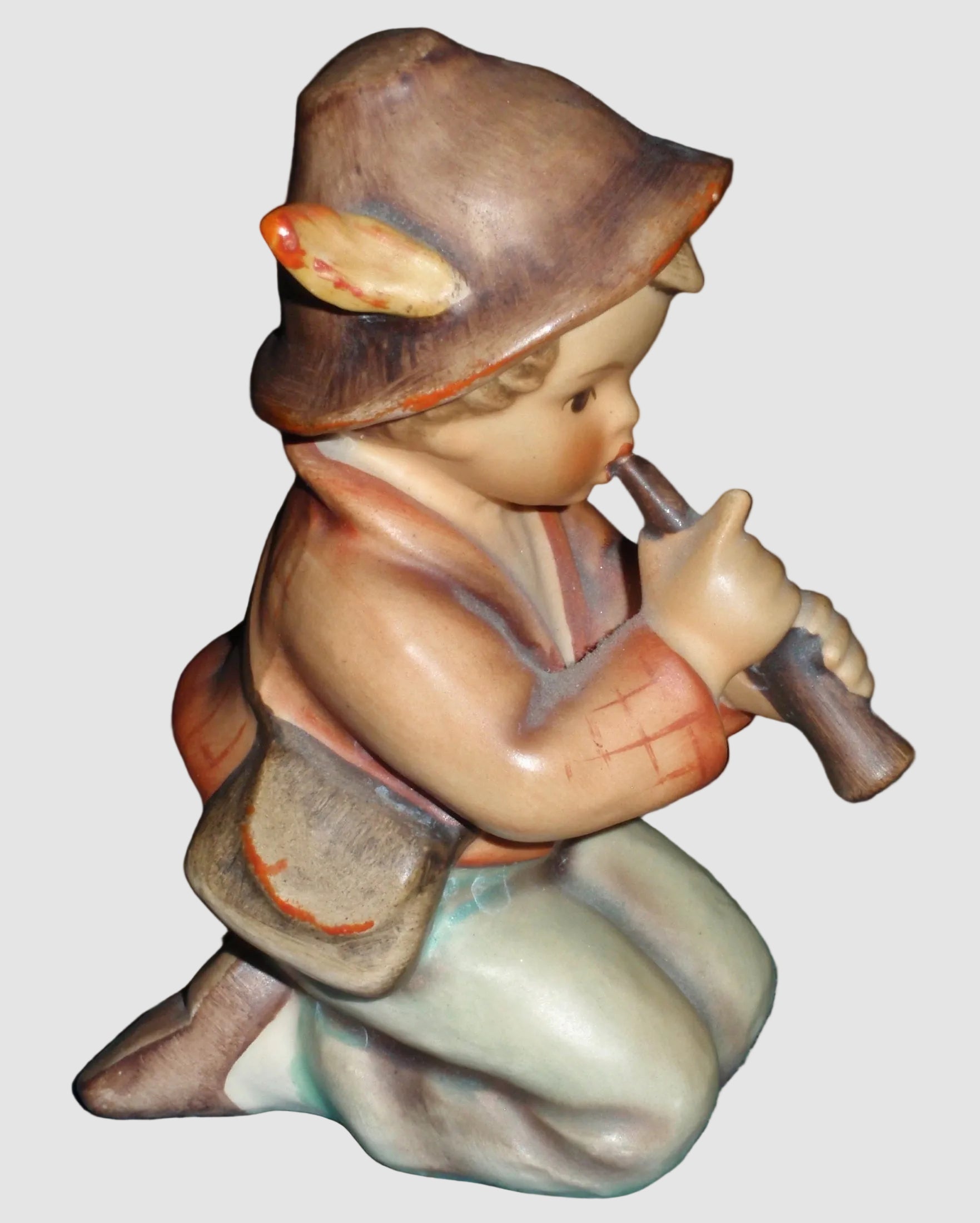 Goebel Hummel Little Tooter Figurine 214/H Flötenbub Reinhold Unger Nativity Scene Boy Playing Flute Vintage Germany Porcelain