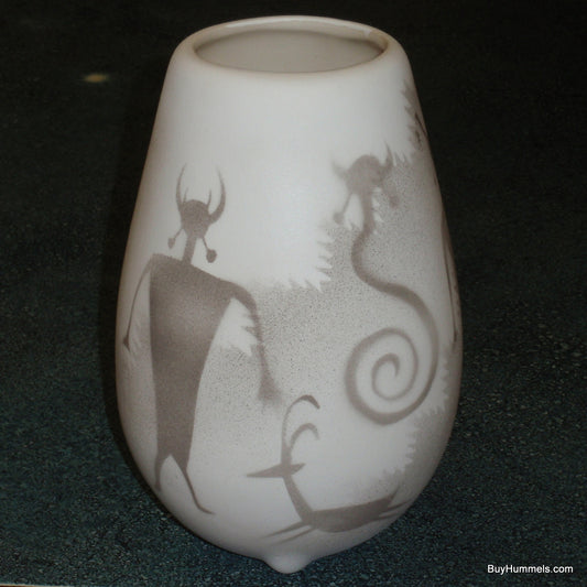 Native American Navajo Hozoni Pottery Footed Vase Ancient Shadows by M. Redhorse