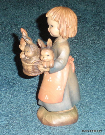 6" Anri Ferrandiz Hand Carved Wood "Basket of Joy" Girl With Bunnies Italy Box!