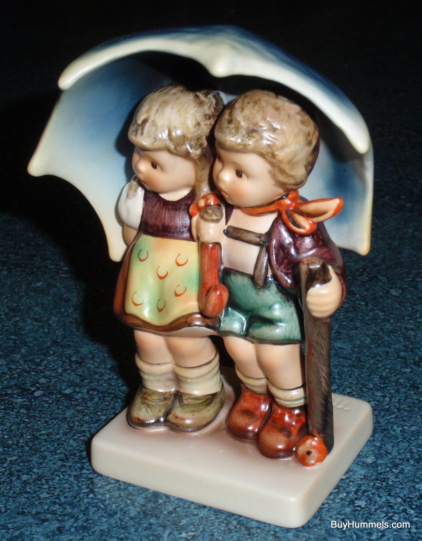 "Stormy Weather" Goebel Hummel Figurine #71/2/0 - Two Children Under Big Umbrella!